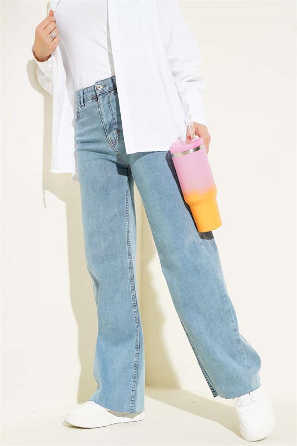 Casual Cut Leg Trousers Light Blue Snow