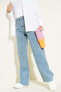 Casual Cut Leg Trousers Light Blue Snow