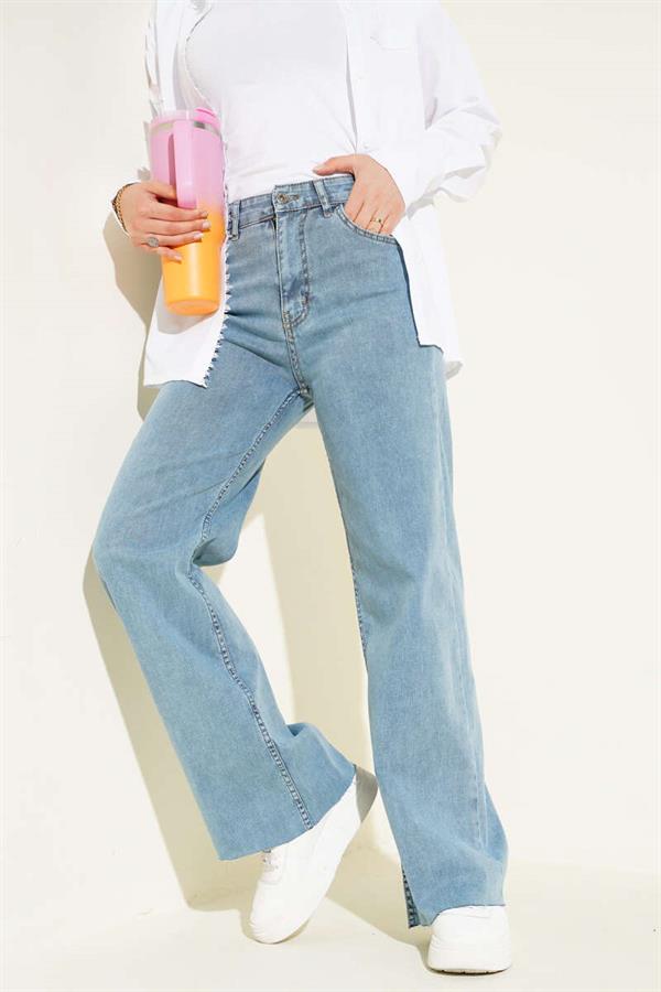 Casual Cut Leg Trousers Light Blue Snow