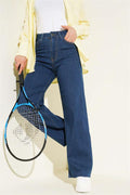 Casual Cut Leg Trousers Dark Blue