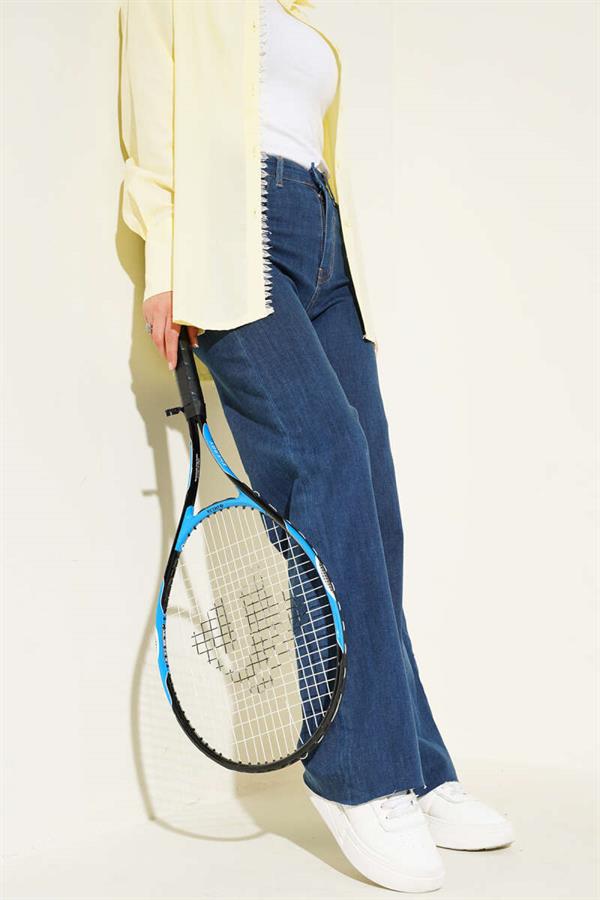 Casual Cut Leg Trousers Dark Blue