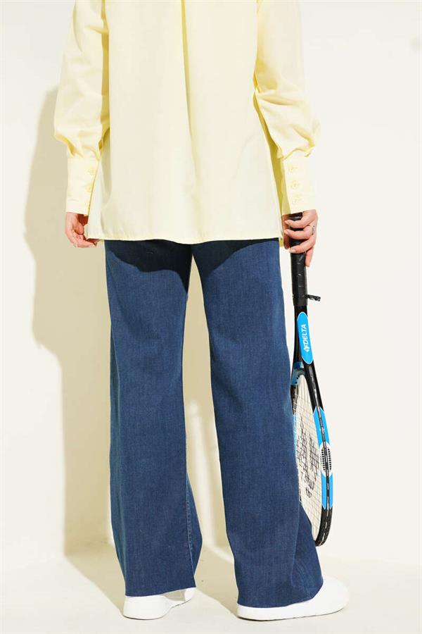 Casual Cut Leg Trousers Dark Blue