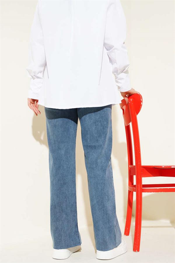 Casual Cut Leg Trousers Medium Blue Snow