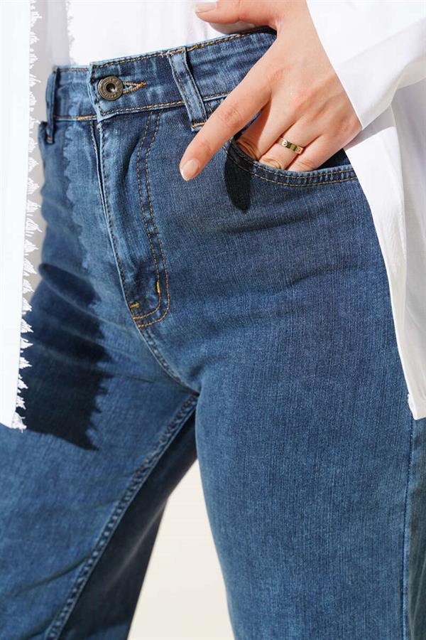 Casual Cut Leg Trousers Medium Blue Snow