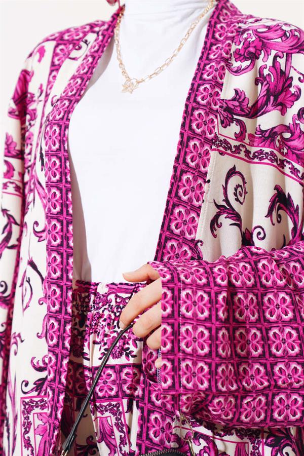 Casual Kimono 2 Piece Set Fuchsia