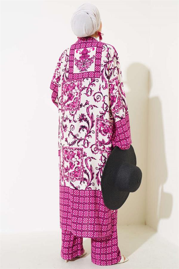 Casual Kimono 2 Piece Set Fuchsia