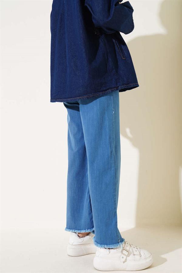 Casual Short Tassel Trousers Medium Blue