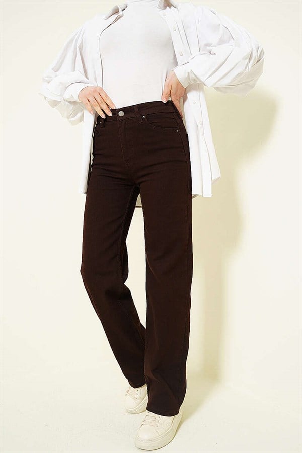 Loose-fitting Lycra Denim Jeans, Brown