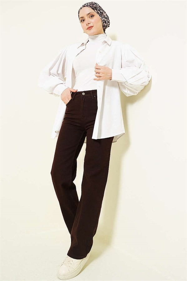 Loose-fitting Lycra Denim Jeans, Brown