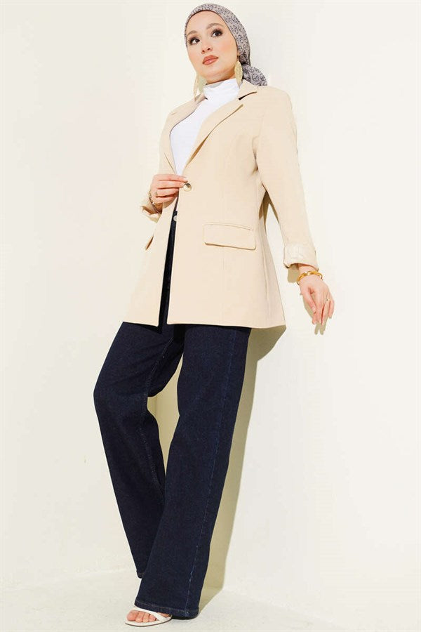 Loose-fitting Lycra Denim Jeans, Navy Blue