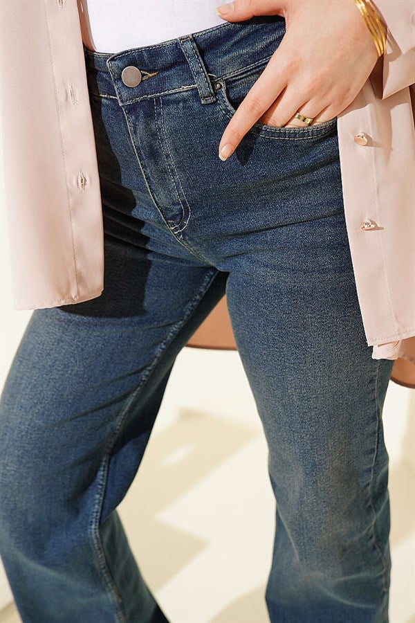Loose-fitting Lycra Denim Jeans, Blue