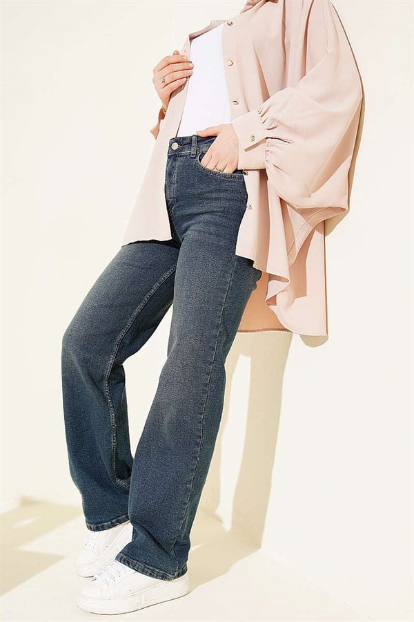 Loose-fitting Lycra Denim Jeans, Blue