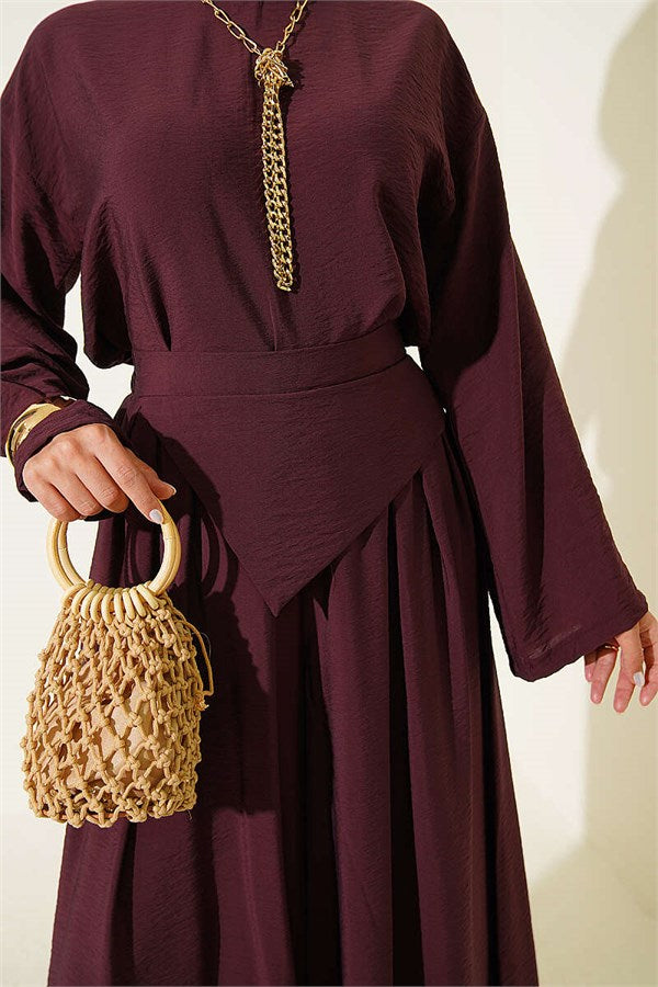 2 Piece Set with Loose-Fitting Trousers, Burgundy