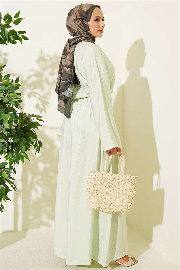 Loose-fitting trousers 2 Piece Set in aqua green.