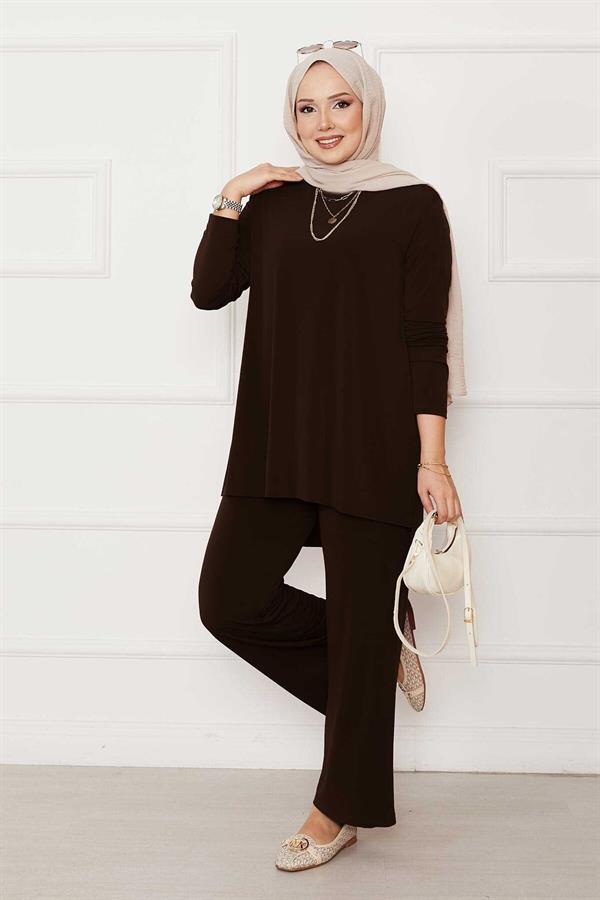 Casual Fit Two Piece Sandy Set Brown