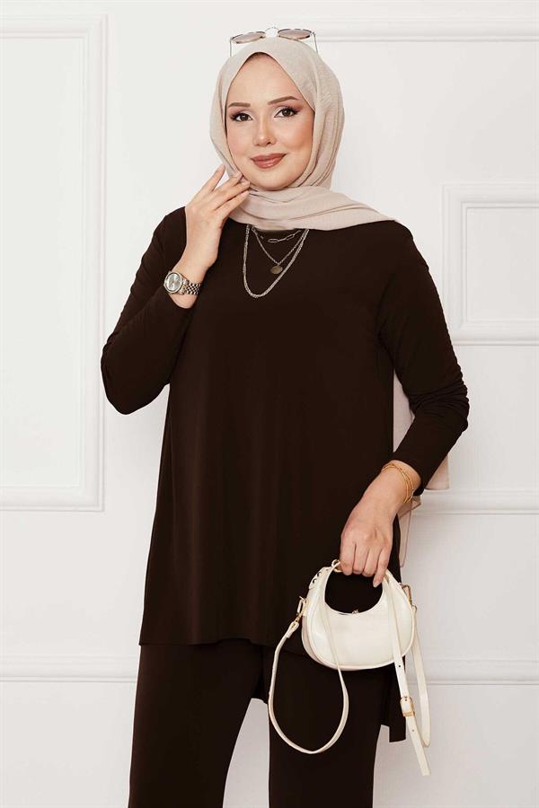 Casual Fit Two Piece Sandy Set Brown