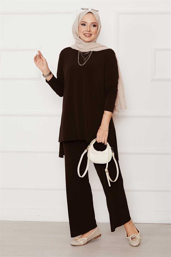Casual Fit Two Piece Sandy Set Brown