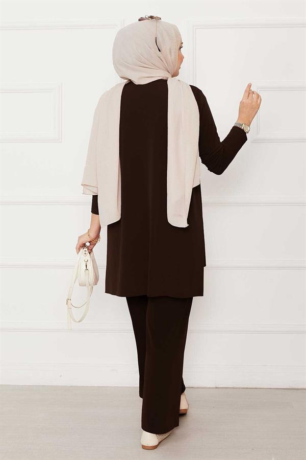 Casual Fit Two Piece Sandy Set Brown