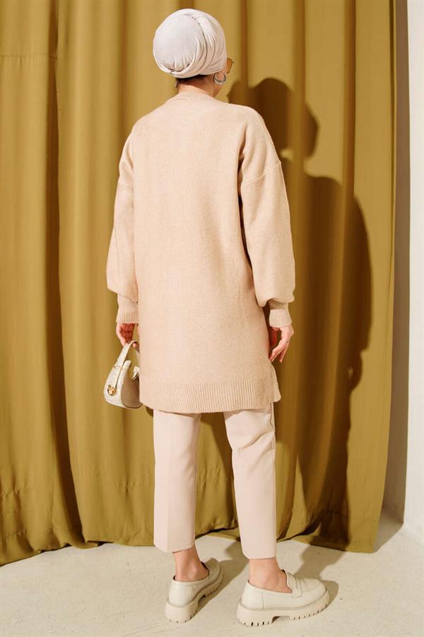 Cluster Embossed Soft Knitwear Tunic Latte