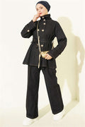 Navy Blue Denim 2 Piece Set with Snail Buttons