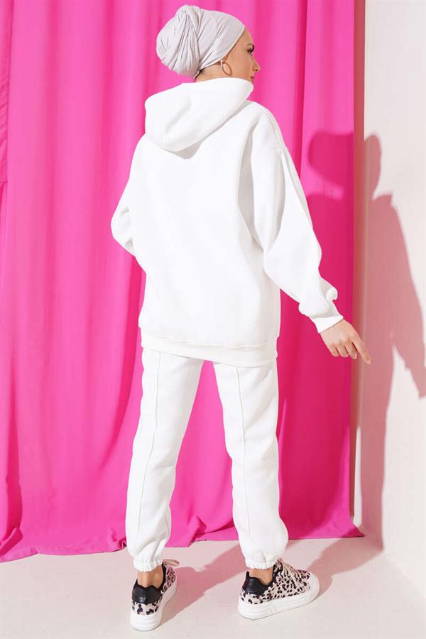 Raised Hooded Model 2 Piece Set White