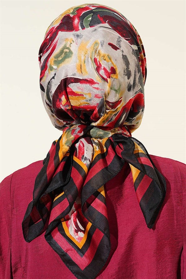 Spiral Pattern Elegance Scarf Black Red