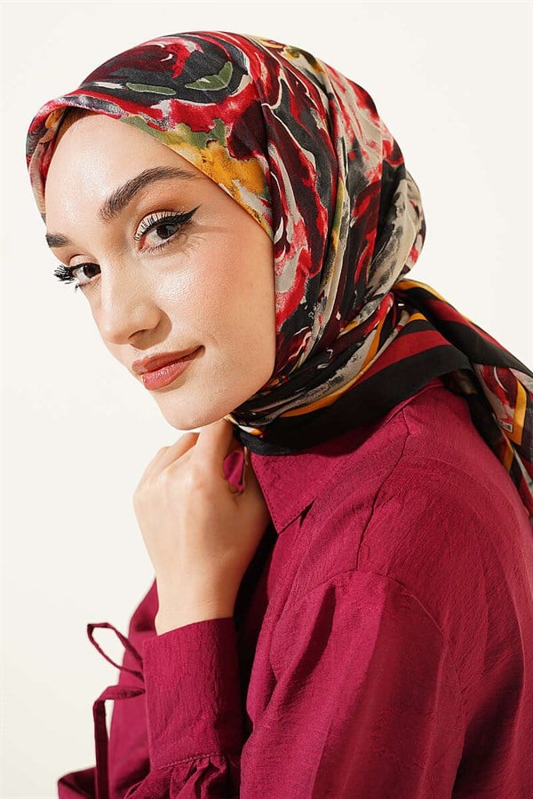 Spiral Pattern Elegance Scarf Black Red