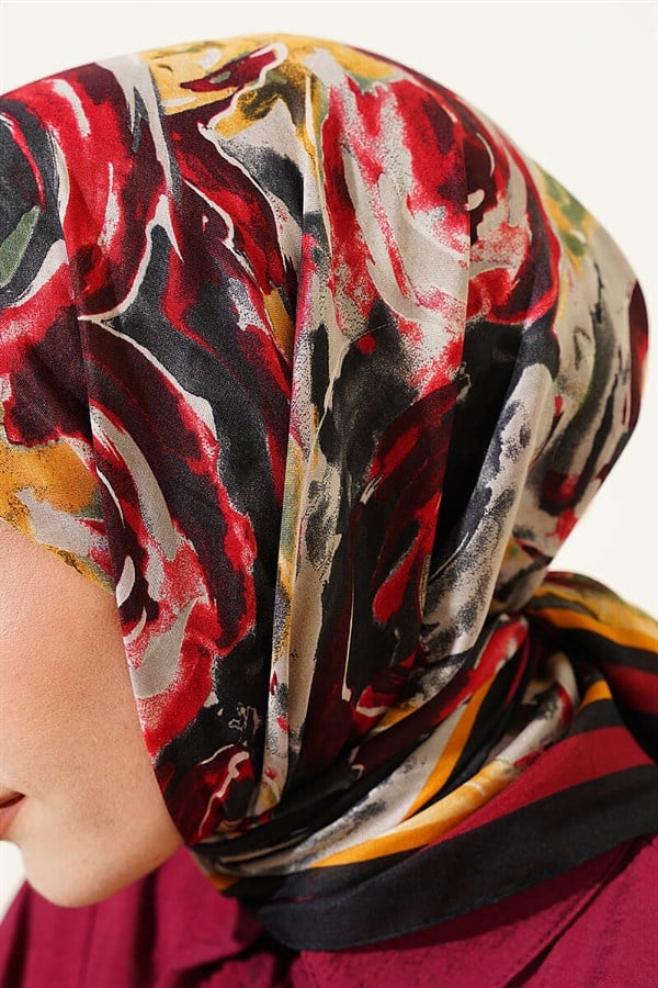 Spiral Pattern Elegance Scarf Black Red