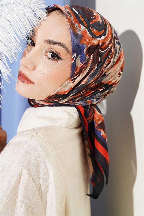 Spiral Pattern Elegance Scarf Black Blue