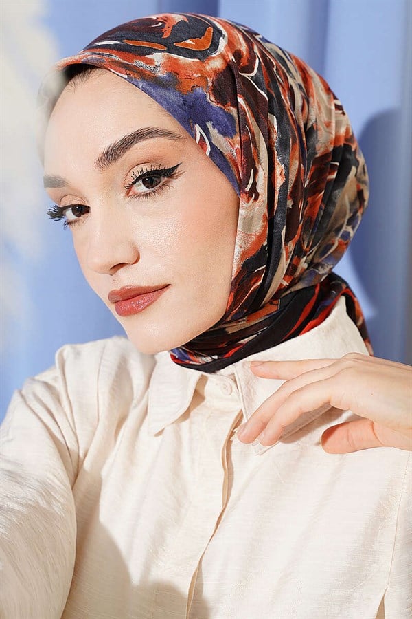 Spiral Pattern Elegance Scarf Black Blue