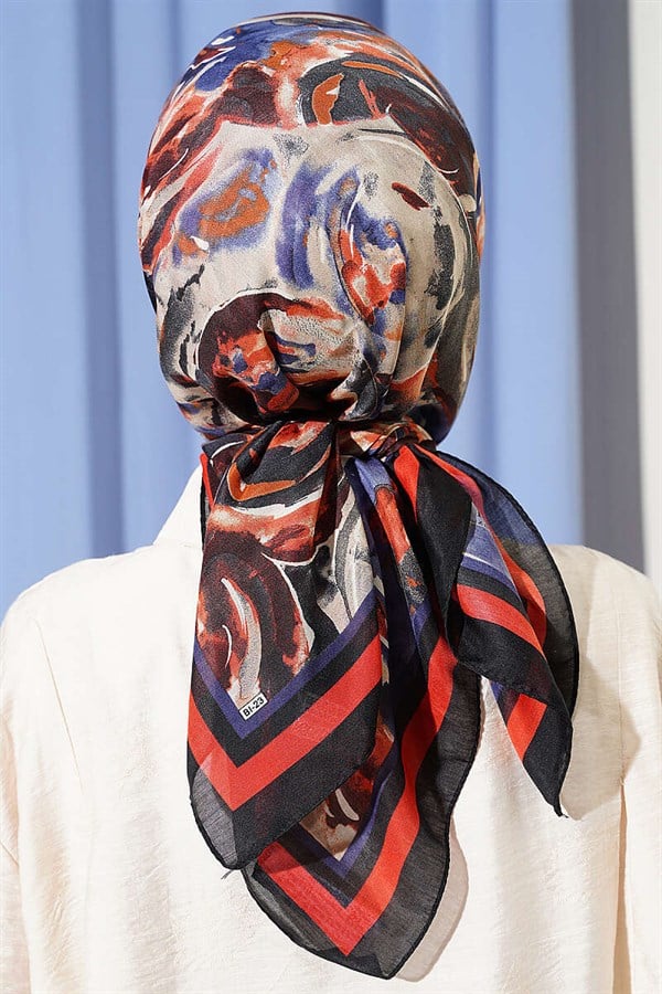 Spiral Pattern Elegance Scarf Black Blue
