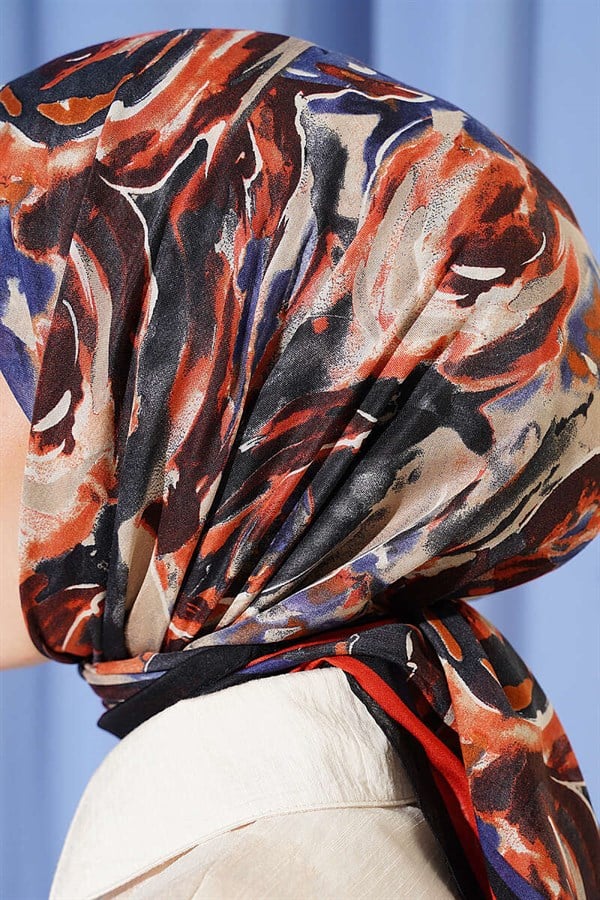 Spiral Pattern Elegance Scarf Black Blue