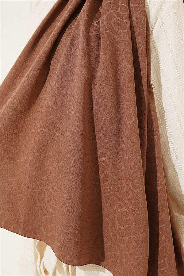 Spiral Pattern Cotton Ayrobin Scarf Light Brown