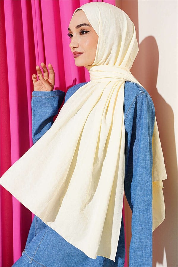 Spiral Pattern Cotton Ayrobin Scarf Cream