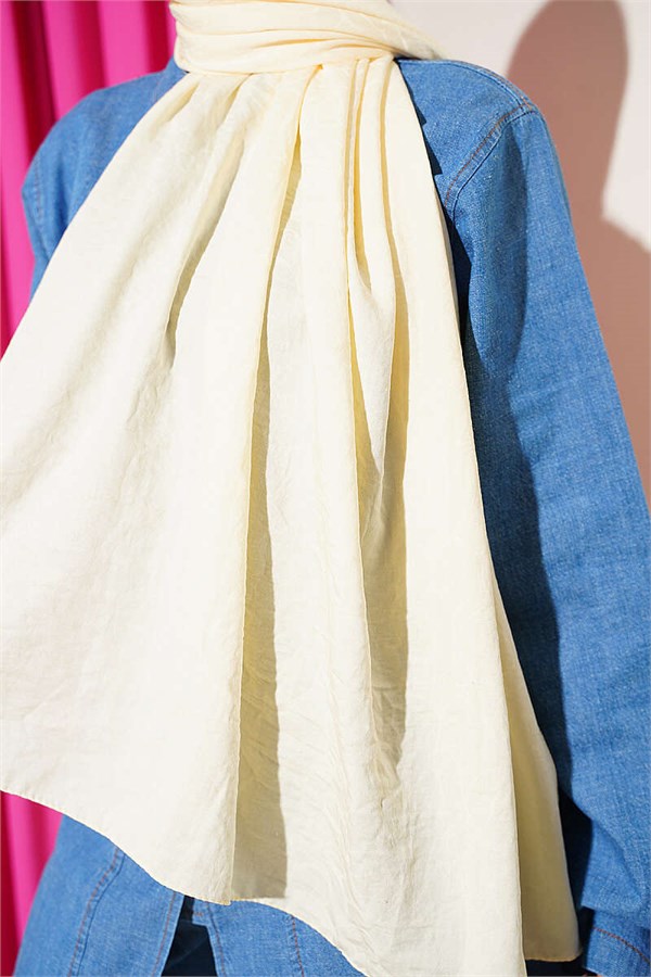 Spiral Pattern Cotton Ayrobin Scarf Cream