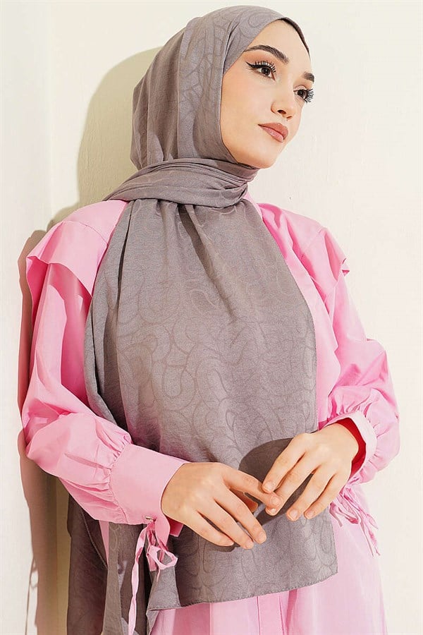 Spiral Pattern Cotton Ayrobin Scarf Mink