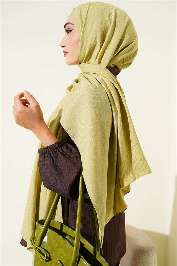 Spiral Pattern Cotton Ayrobin Scarf Olive Green
