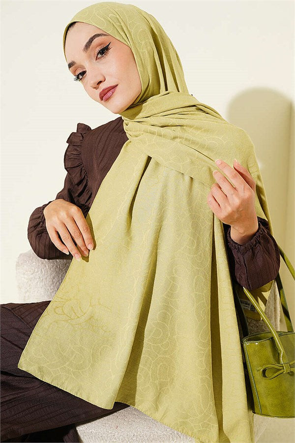 Spiral Pattern Cotton Ayrobin Scarf Olive Green