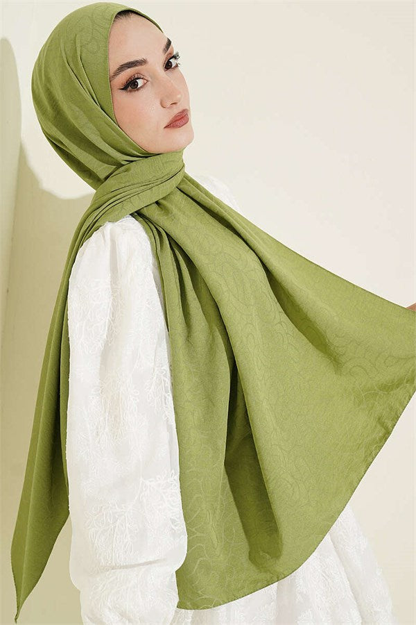 Spiral Pattern Cotton Ayrobin Scarf Green