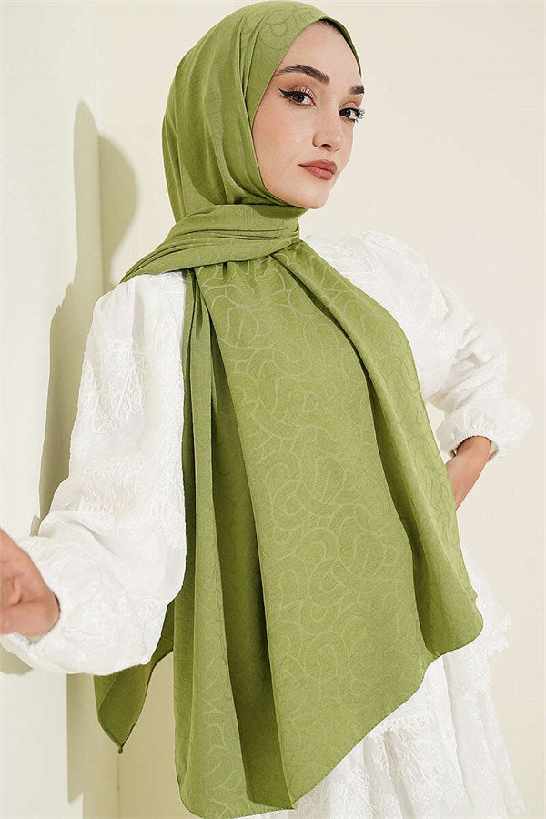 Spiral Pattern Cotton Ayrobin Scarf Green