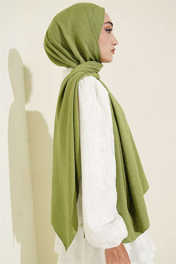 Spiral Pattern Cotton Ayrobin Scarf Green