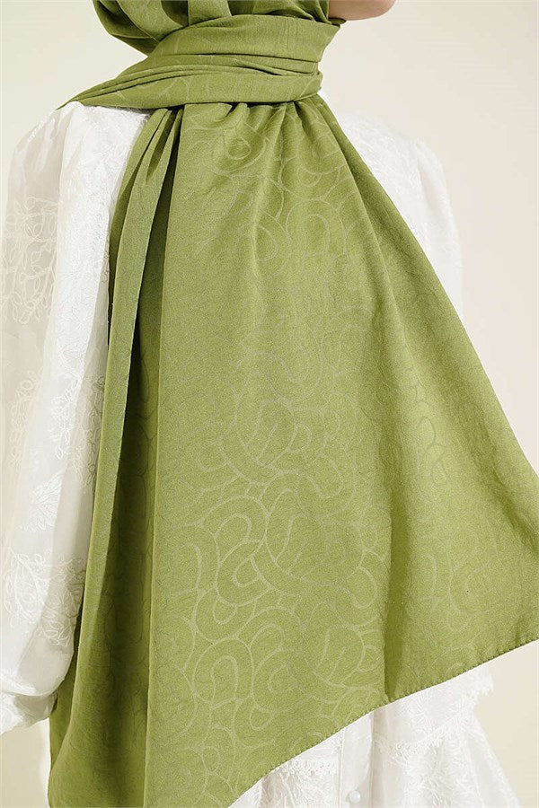 Spiral Pattern Cotton Ayrobin Scarf Green