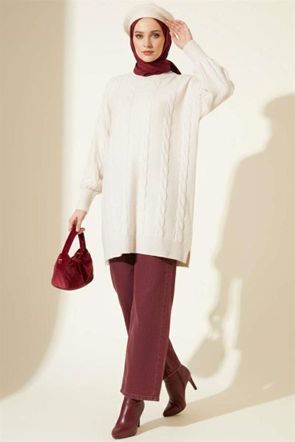 Spiral Embossed Soft Knit Tunic Stone