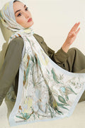 Bamboo Crash Shawl with Ivy Pattern, Ice Blue