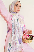 Bamboo Crash Shawl with Ivy Pattern, Sand Beige