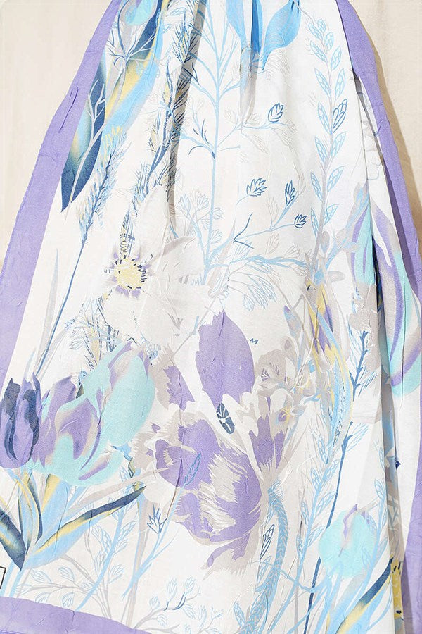 Bamboo Crash Shawl with Ivy Pattern, Lilac
