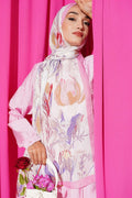 Pink Bamboo Scarf with Ivy Pattern