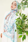 Ivy Patterned Bamboo Crash Shawl Turquoise