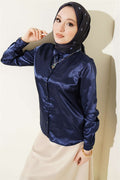 Satin Shirt Navy Blue