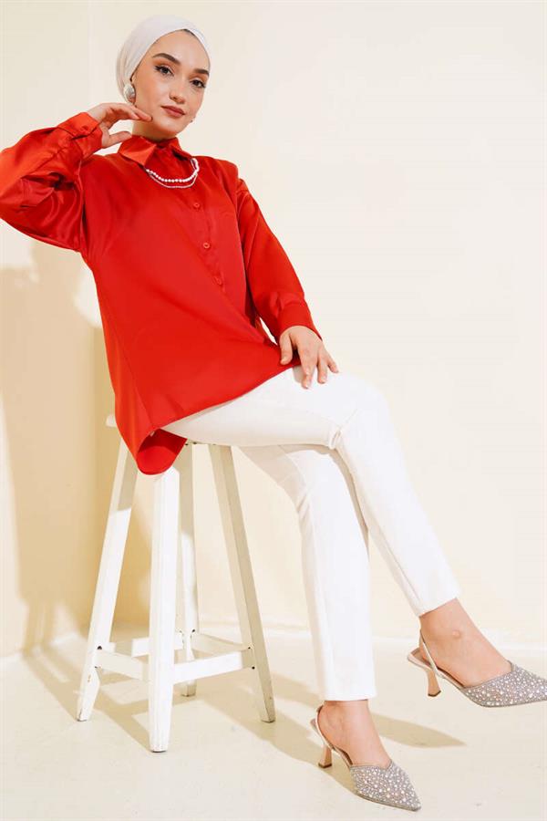 Satin Casual Shirt Brick
